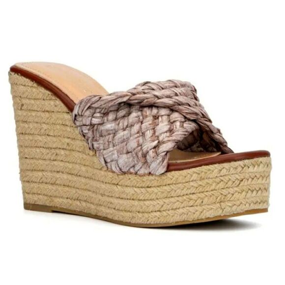 BRAND NEW OLIVIA MILLER IRMA OPEN TOE WEDGE HEEL SANDAL - Picture 1 of 16